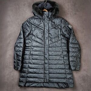 Obermeyer Blossom Down Parka Womens 12 Black Faux Fur Hooded Long Winter Coat